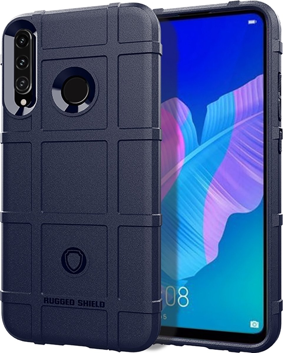 Mobigear Hoesje geschikt voor Huawei P40 Lite E Telefoonhoesje Flexibel TPU | Mobigear Rugged Shield Backcover Shockproof | Schokbestendig P40 Lite E Telefoonhoesje | Anti Shock Proof - Blauw