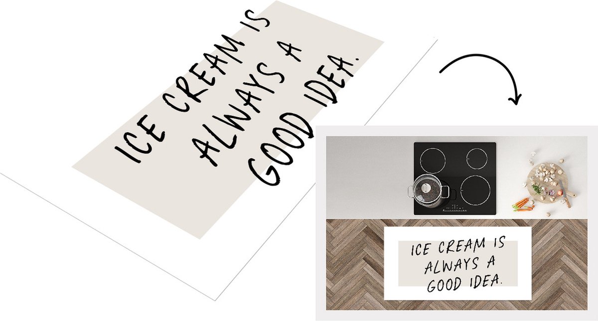 KitchenYeah Keukenloper - Loper keuken - Spreuken - IJs - Ice cream is always a good idea - Quotes - 120x60 cm - Keukenloper vinyl Multicolor