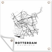 Tuinposters Kaart – Plattegrond – Stadskaart – Rotterdam – Nederland – Zwart Wit - 50x50 cm - Tuindoek - Buitenposter