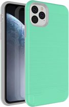 Mobigear Brushed Card Telefoonhoesje geschikt voor Apple iPhone 11 Pro Max Hoesje Hardcase Backcover Shockproof met Pasjeshouder en Standaard - Turquoise