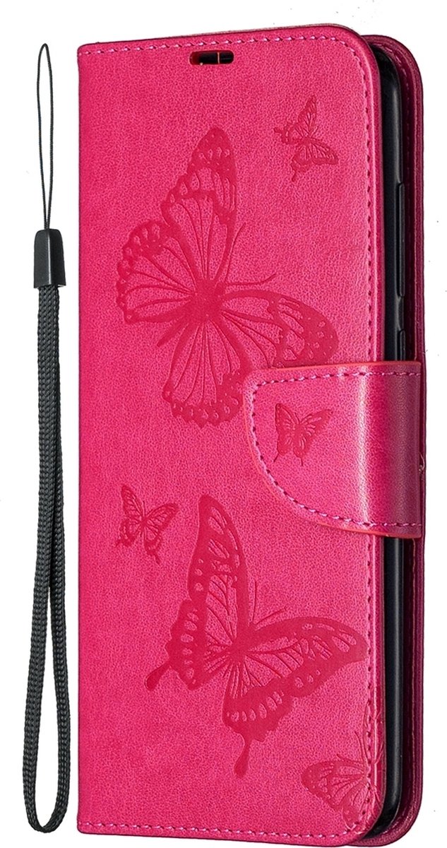 Mobigear Telefoonhoesje geschikt voor Xiaomi Redmi Note 9 Hoesje | Mobigear Butterfly Bookcase Portemonnee | Pasjeshouder voor 2 Pasjes | Telefoonhoesje voor Pinpas / OV Kaart / Rijbewijs - Magenta