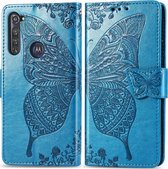 Motorola Moto G Pro Hoesje - Mobigear - Butterfly Serie - Kunstlederen Bookcase - Blauw - Hoesje Geschikt Voor Motorola Moto G Pro