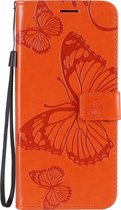 Mobigear Telefoonhoesje geschikt voor OPPO Reno 4 Hoesje | Mobigear Butterfly Bookcase Portemonnee | Pasjeshouder voor 2 Pasjes | Telefoonhoesje voor Pinpas / OV Kaart / Rijbewijs - Oranje