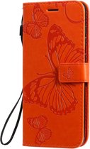 Mobigear Telefoonhoesje geschikt voor Samsung Galaxy A71 Hoesje | Mobigear Butterfly Bookcase Portemonnee | Pasjeshouder voor 2 Pasjes | Telefoonhoesje voor Pinpas / OV Kaart / Rijbewijs - Oranje