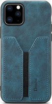 Mobigear Hoesje geschikt voor Kunstleer Telefoonhoesje Backcover | Mobigear Card Pocket | Pasjeshouder voor 1 Pasje | Hoesje voor Pinpas / OV Kaart / Rijbewijs | Schokbestendig iPhone 11 Pro Telefoonhoesje | Anti Shock Proof Blauw