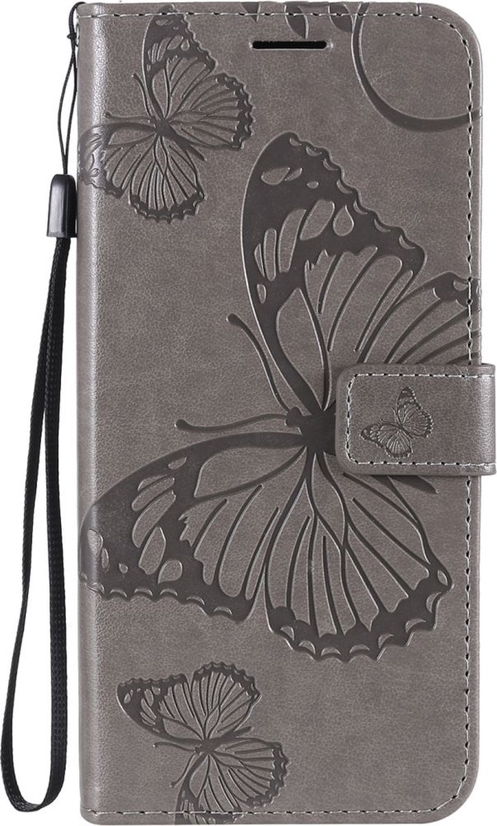 Mobigear Telefoonhoesje geschikt voor OPPO Reno 4 Hoesje | Mobigear Butterfly Bookcase Portemonnee | Pasjeshouder voor 2 Pasjes | Telefoonhoesje voor Pinpas / OV Kaart / Rijbewijs - Grijs