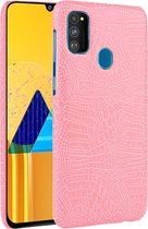 Mobigear Hoesje geschikt voor Samsung Galaxy M21 Telefoonhoesje Hardcase | Mobigear Croco Backcover | Galaxy M21 Case | Back Cover - Roze