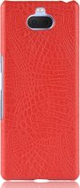 Mobigear Hoesje geschikt voor Sony Xperia 10 Plus Telefoonhoesje Hardcase | Mobigear Croco Backcover | Xperia 10 Plus Case | Back Cover - Rood