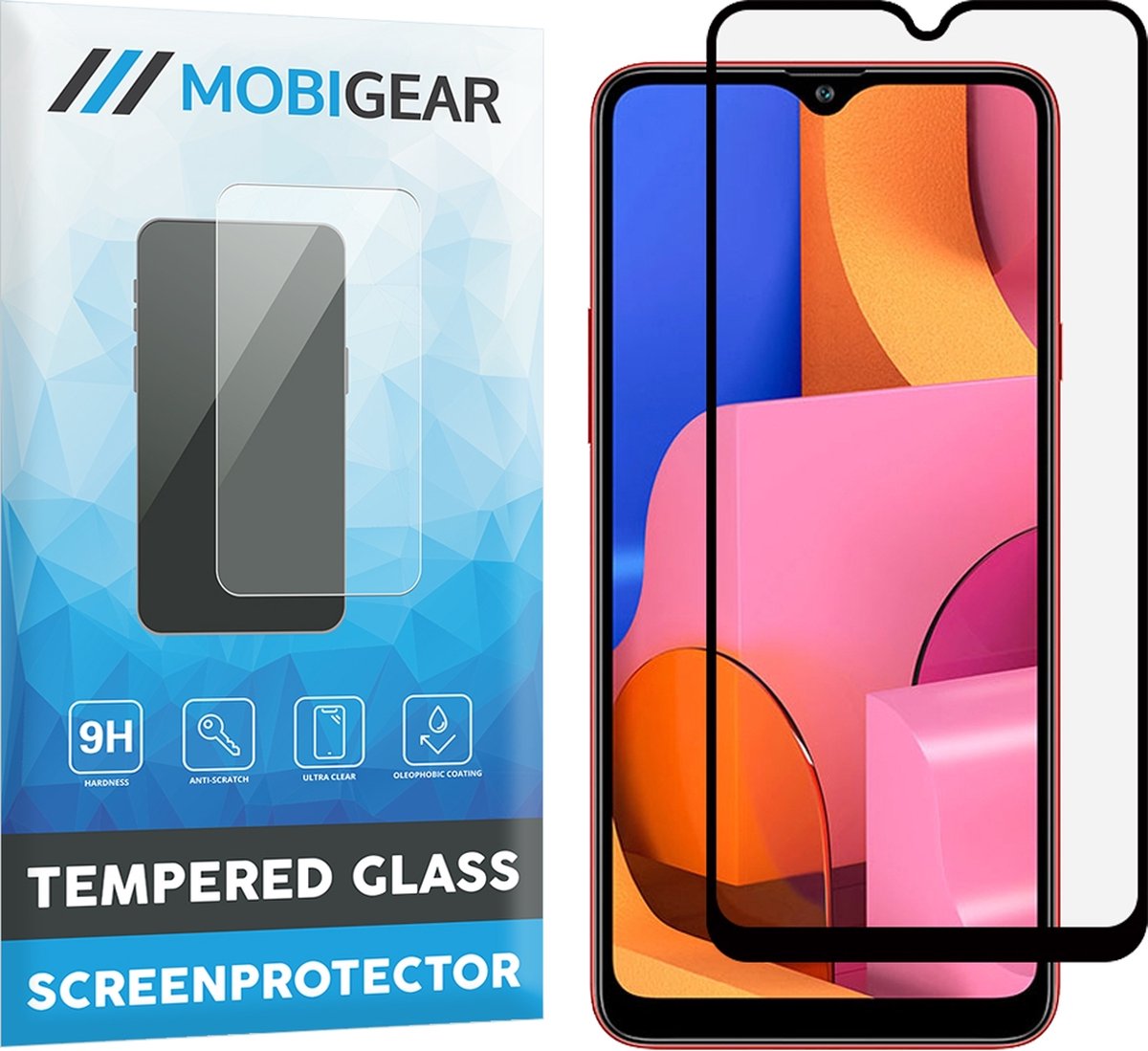 Mobigear Screenprotector geschikt voor Samsung Galaxy A20s Glazen | Mobigear Premium Screenprotector - Case Friendly - Zwart