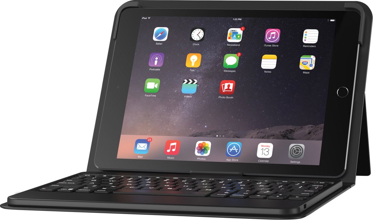 Apple iPad Air 2 9.7 (2014) Hoes - ZAGG - Messenger Folio Keyboard Serie - Kunstlederen Bookcase - Zwart - Hoes Geschikt Voor Apple iPad Air 2 9.7 (2014)