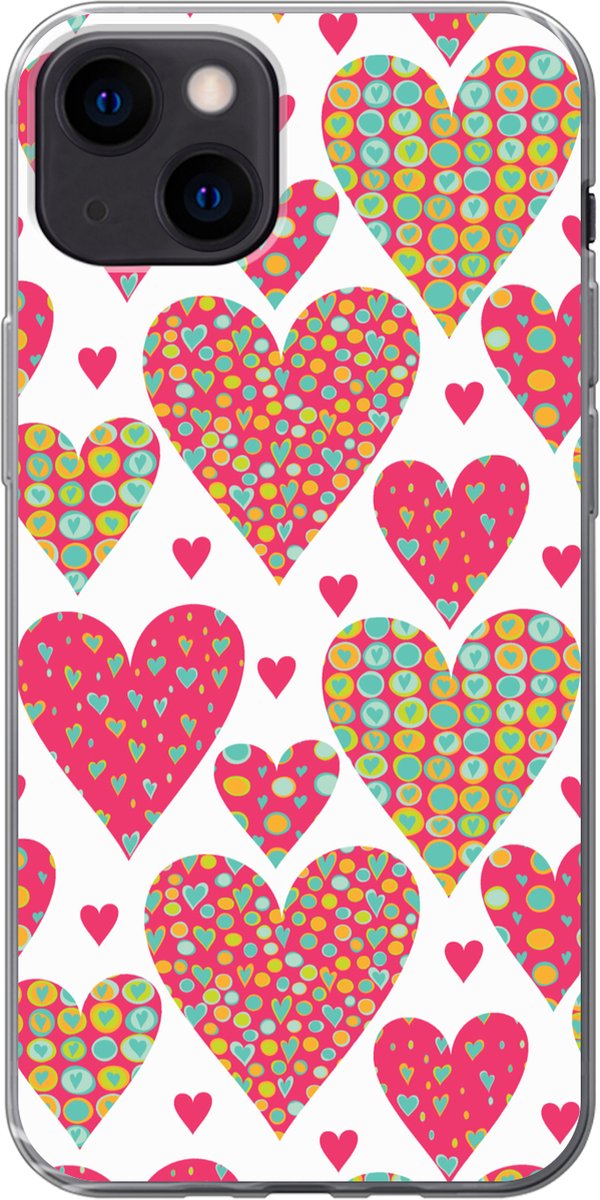Telefoonhoesje Geschikt voor iPhone 13 hoesje - Meisje - Hart - Love - Patronen - Girl - Kids - Kinderen - Kind - Siliconen Telefoonhoesje Telefoonhoesje