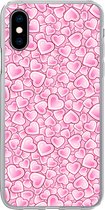 Geschikt voor iPhone X hoesje - Meiden - Hartjes - Roze - Patronen - Girl - Kindje - Kinderen - Siliconen Telefoonhoesje