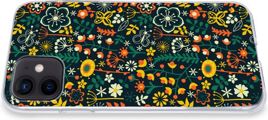 Coque iPhone 12 - Filles - Papillon - Plantes - Motifs - Coque de téléphone en Siliconen -
