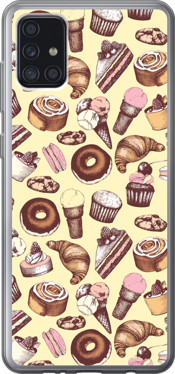Telefoonhoesje Geschikt voor Samsung Galaxy A52 5G hoesje - Meisje - Eten - Taart - Patronen - Girl - Kids - Kinderen - Meiden - Siliconen Telefoonhoesje Telefoonhoesje