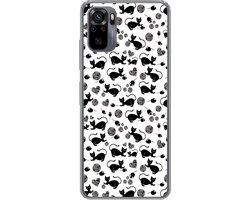 Telefoonhoesje Geschikt voor Xiaomi Geschikt voor Redmi Note 10S hoesje - Meisje - Kat - Muis - Patronen - Girl - Kids - Kinderen - Meiden - Siliconen Telefoonhoesje Telefoonhoesje