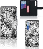 Telefoonhoesje Xiaomi Mi Note 10 Lite Wallet Book Case Skulls Angel