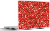 Laptop sticker - 11.6 inch - Patronen - Goud - Ketting - Rood - 30x21cm - Laptopstickers - Laptop skin - Cover