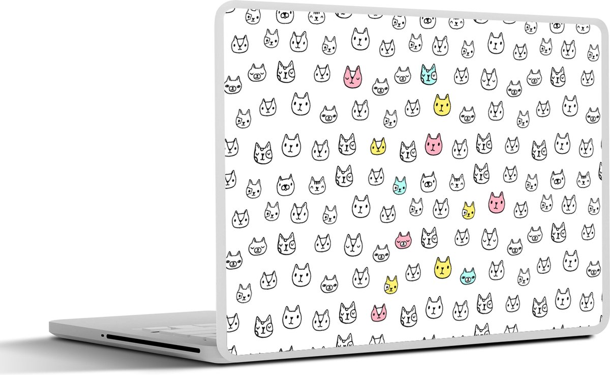 Laptop sticker - 10.1 inch - Meisje - Kat - Huisdieren - Patronen - Girl - Kids - Kinderen - 25x18cm - Laptopstickers - Laptop skin - Cover
