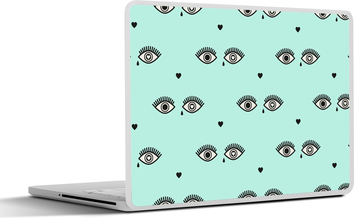 Laptop sticker - 15.6 inch - Meisjes - Ogen - Hartjes - Patronen - Girl - Kids - Kinderen - 36x27,5cm - Laptopstickers - Laptop skin - Cover