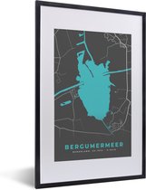 Cadre photo avec affiche - Carte - Water - Bergumermeer - Frise - Carte - Plan de la ville - 40x60 cm - Cadre pour affiche