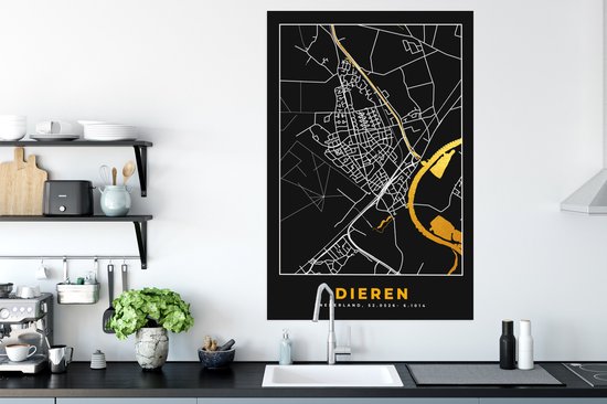 Affiche Animaux - Plan de la ville - Carte - Nederland - Carte - Or - 80x120 cm