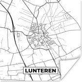 Poster Lunteren - Stadskaart - Kaart - Plattegrond - Nederland - Zwart Wit - 50x50 cm