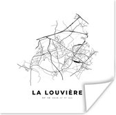 Poster Plattegrond - België – La Louvière – Zwart Wit – Stadskaart - Kaart - 30x30 cm