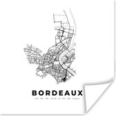 Poster Frankrijk – Stadskaart - Zwart Wit – Bordeaux – Plattegrond – Kaart - 100x100 cm XXL