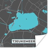Poster Kaart - Tjeukemeer - Plattegrond - Stadskaart - Water - Nederland - 75x75 cm