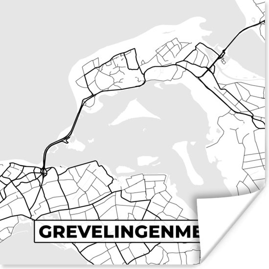 Poster Kaart - Zeeland - Plattegrond - Stadskaart - Grevelingenmeer