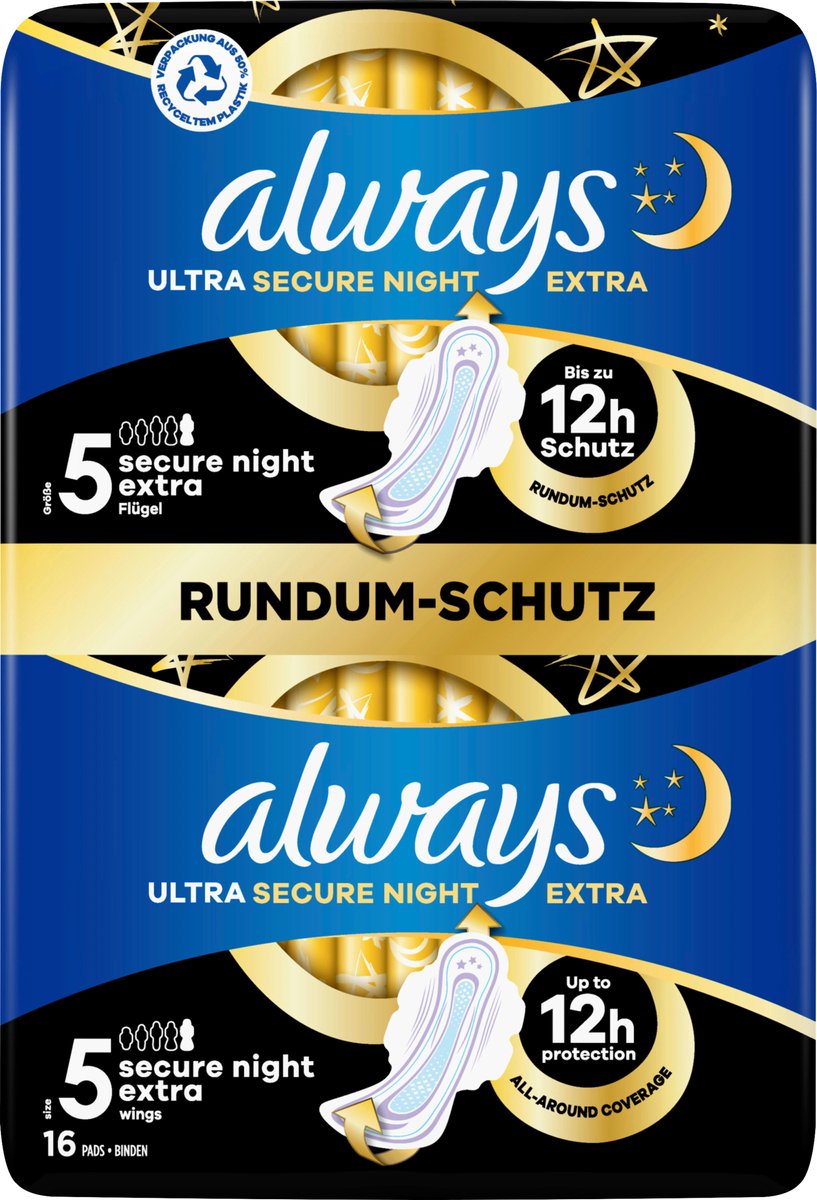 Always Maandverband Ultra Secure Night Extra 5 met vleugels BigPack 16 stuks