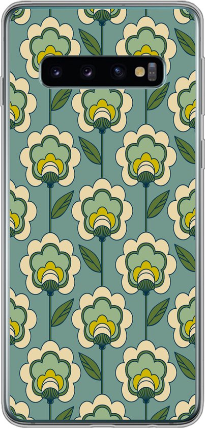 Telefoonhoesje Geschikt voor Samsung Galaxy S10 hoesje - Retro - Design - Jaren 70 - Bloem - Siliconen Telefoonhoesje Telefoonhoesje