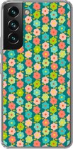 Geschikt voor Samsung Galaxy S22 hoesje - Patroon - Bloemen - Retro - Jaren 70 - Siliconen Telefoonhoesje