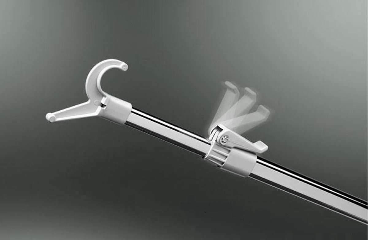 Eleganca Telescoop Kledingstok - Uitschuifbare Kledingstok - Uittrekbare Kledingstok met Kunststofhaak - 88-159 cm - Metaal - Zilver