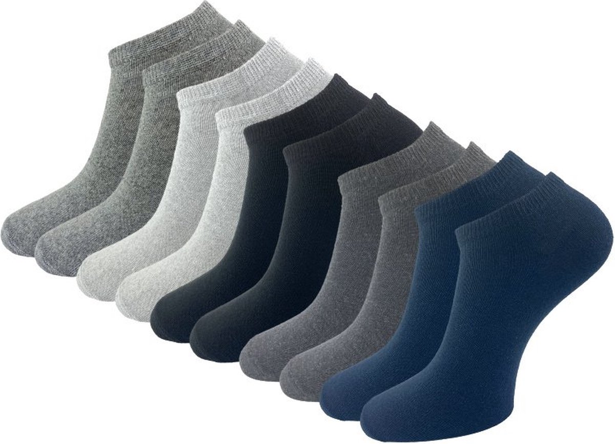 10 paar Heren sneakersokken - VANSENZO® - Basic - Multicolor - Maat 39-42