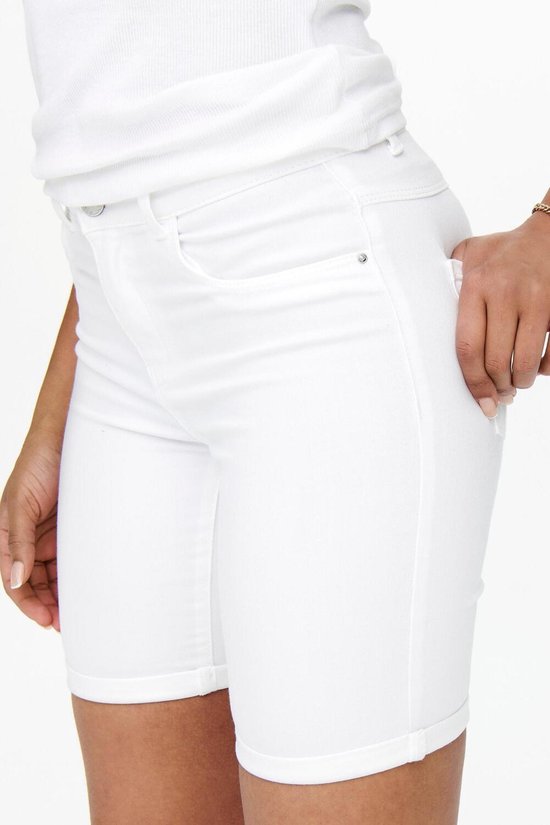Only Broek Onlrain Life Mid Long Shorts Noos 15176847 White Dames