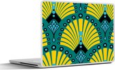 Laptop sticker - 11.6 inch - Art Deco - Patroon - Blauw - Geel