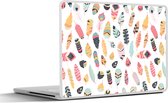 Laptop sticker - 12.3 inch - Veren - Pluimen - Patronen - Pastel - 30x22cm - Laptopstickers - Laptop skin - Cover