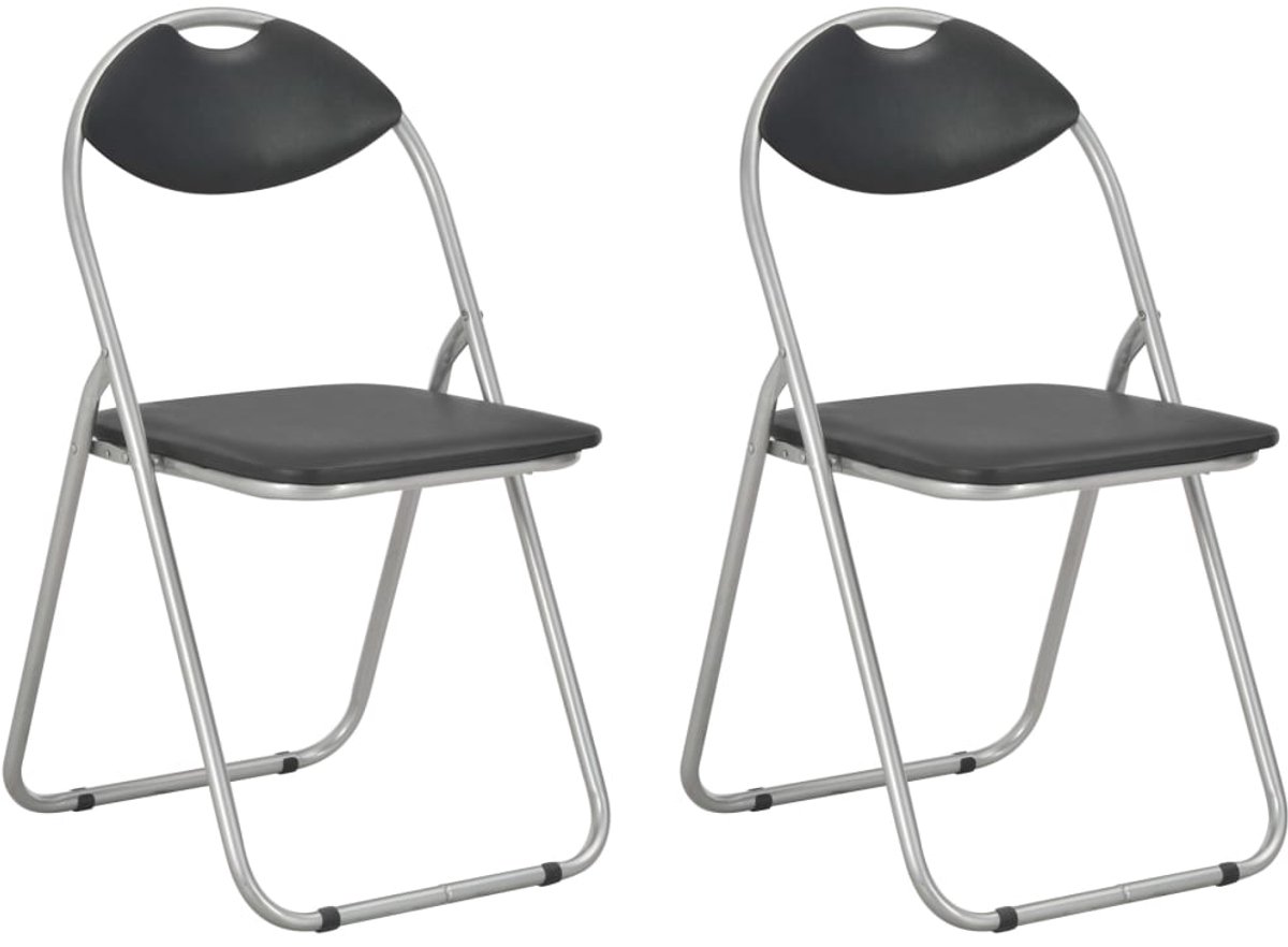 vidaXL - Eetkamerstoelen - inklapbaar - 2 - st - kunstleer - zwart