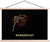 Posterhanger incl. Poster 150x100 cm - Schoolplaat - Dordrecht - Plattegrond - Stadskaart - Kaart - Textielposter - Blanke latten - Plattegrond