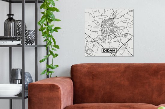 Toile Peinture Plan d'Etage - Didam - Plan de Ville - Carte - 50x50 cm - Décoration murale