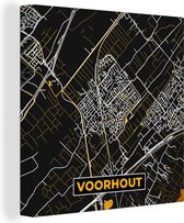 Canvas Schilderij Voorhout - Stadskaart - Plattegrond - Goud - Kaart - 20x20 cm - Wanddecoratie