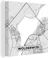 Canvas Schilderij Wolderwijd - Stadskaart - Nederland - Kaart - Plattegrond - 50x50 cm - Wanddecoratie