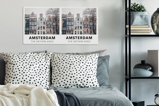 Toile Peinture Amsterdam - Nederland - Maisons - 80x40 cm - Décoration murale