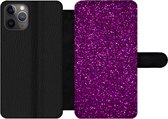 Bookcase Geschikt voor iPhone 11 Pro telefoonhoesje - Paars - Roze - Patronen - Abstract - Met vakjes - Wallet case met magneetsluiting