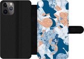 Bookcase Geschikt voor iPhone 11 Pro Max telefoonhoesje - Marmer print - Geometrische vormen - Glitters - Met vakjes - Wallet case met magneetsluiting