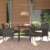 3-delige Tuinset met kussens poly rattan bruin