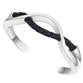 Armband-Metaal-Zhane-Zilverkleur-Zwart-Bangle-18 cm-Charme Bijoux