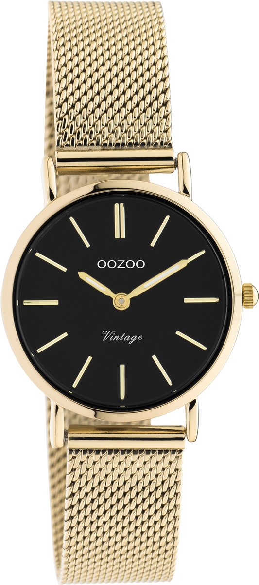 OOZOO Vintage series - Gouden horloge met gouden metalen mesh armband - C20232 - Ø28