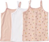 Little Label Ondergoed Meisjes - Hemd Meisje Maat 146-152 - roze, wit - Zachte BIO Katoen - 3 Stuks - Onderhemd - Gebloemd